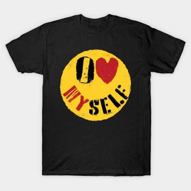 Empowering Graffiti Happy Face - Self Love Street Art Narcissistic Expressionism T-Shirt by pelagio